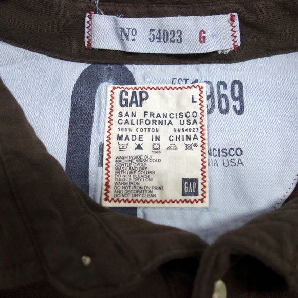 Gap Brown Bleached Cotton Pocket Polo Men's Large - Picture 5 of 8
